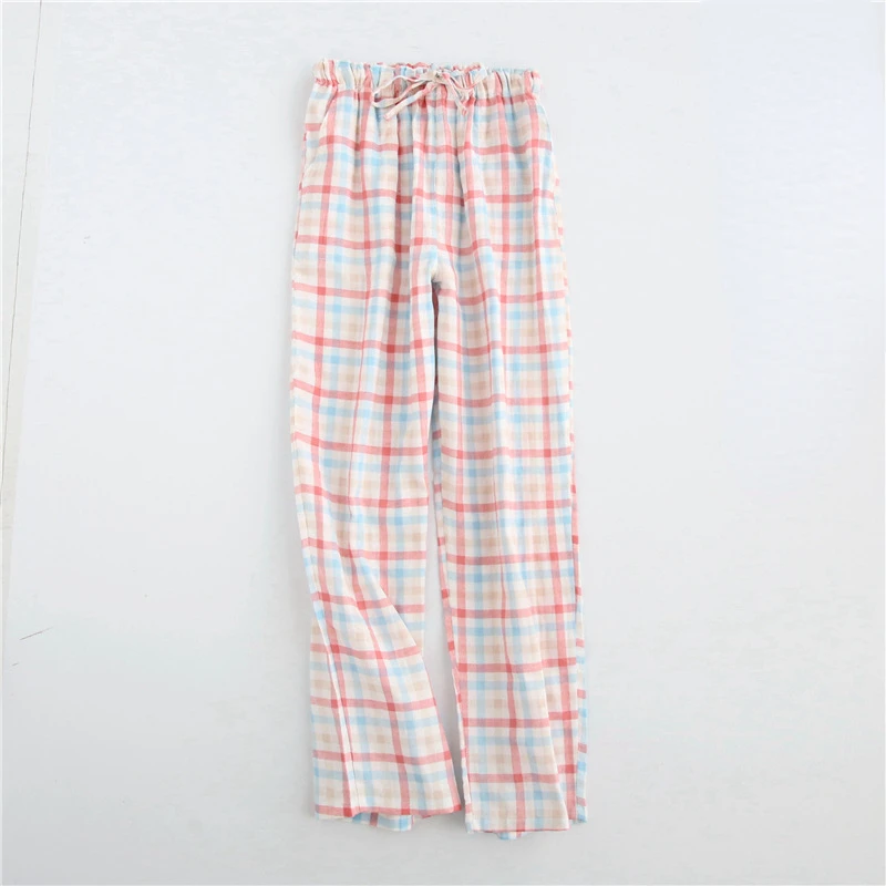 Women's Pajamas Pants Cotton Gauze Couples Home Pants Lounge Wear Loose Printed Sleep Bottoms Femme  Mujer Men