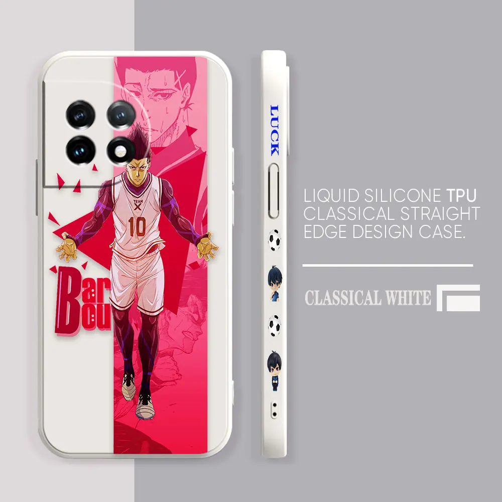 Phone Case For Oneplus 11 10 9 9R 9RT 8 8T 7 7T 5 5T 6 ACE 2 2V NORD Pro Liquid Case Funda Cqoue Shell Capa Fookball B-BLUE LOCK