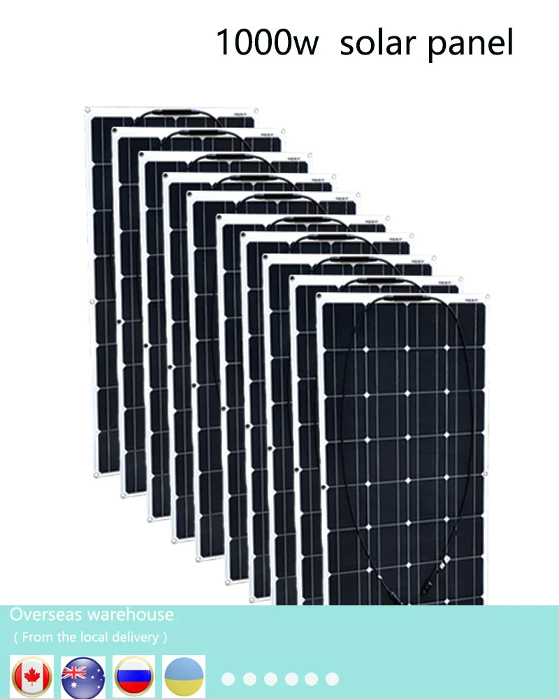 

1000w solar panel 10*100w solar module Monocrystalline silicon cell PV connector for 12v battery house RV power charge