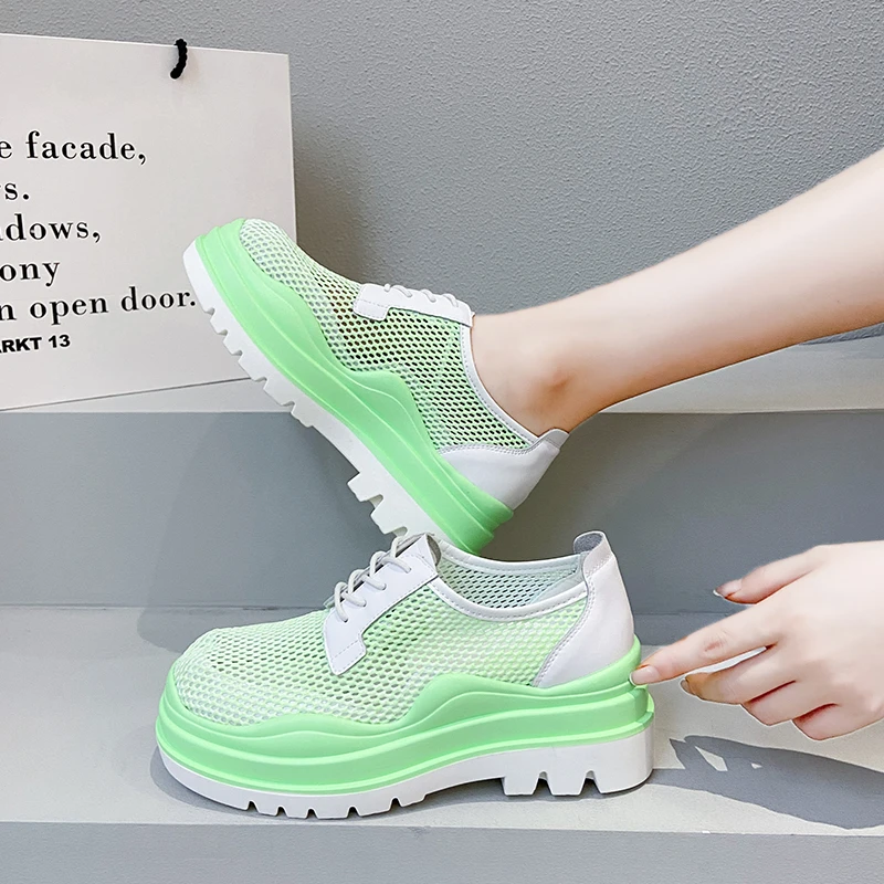 

Женские кроссовки на шнуровке, Повседневные Дышащие сандалии на плоской платформе, лето 2022