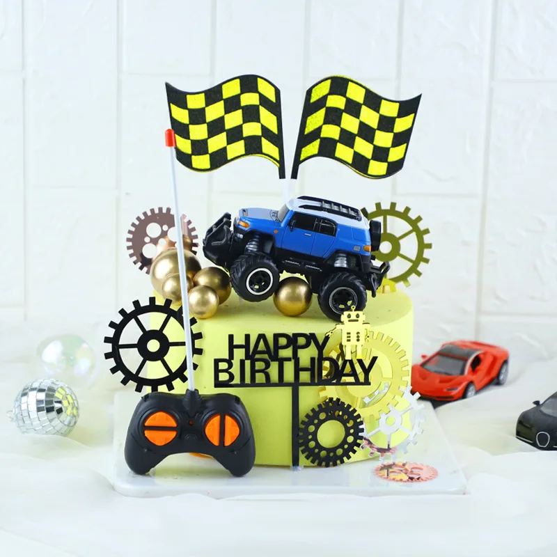 

New product boy birthday cake decoration car Sports car police CAKE TOPPER car decoration acrylic birthday cake plug-in