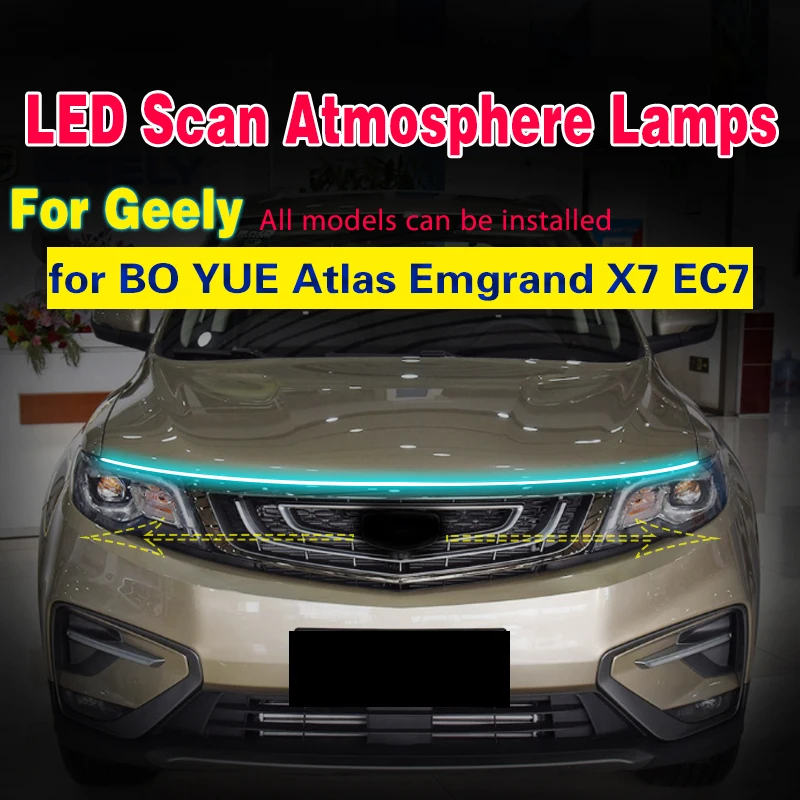 1pcs Universal Flexible LED Strip DRL Daytime Running Strip Light Headlight Scan Starting For Geely BO YUE Atlas Emgrand X7 EC7