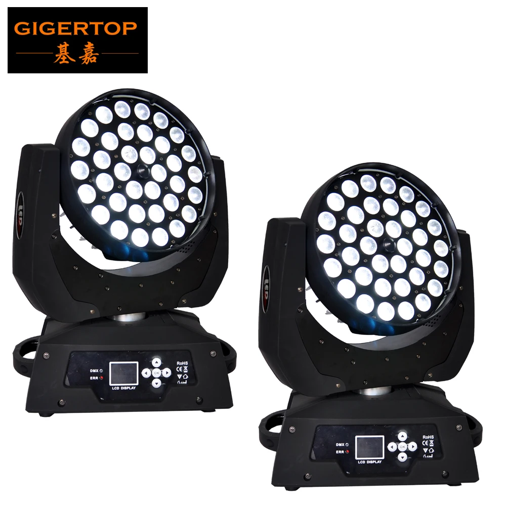 

Hi-Quality 2pcs/lot 36 x 12W Moving Head Light LCD Display RGBW DMX 14 Channels 90V-240V Lens Angle Adjustable 15-60