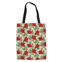 poinsettia print capacity handle bag adult student outdoor shopping bag lightweight daily decoration draagtas