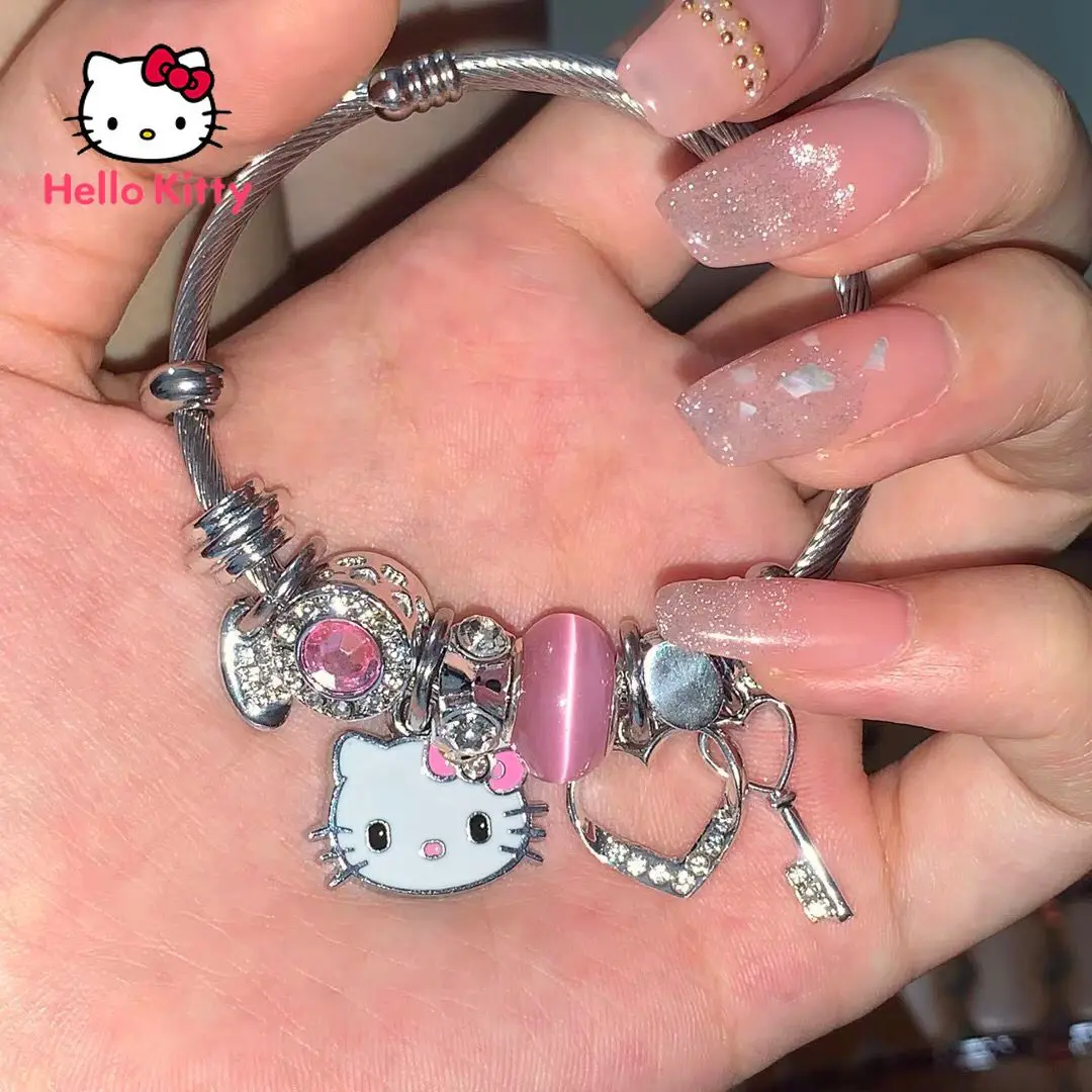 Хит продаж браслет Hello Kitty для девушек студенческий мультяшный из бисера милый