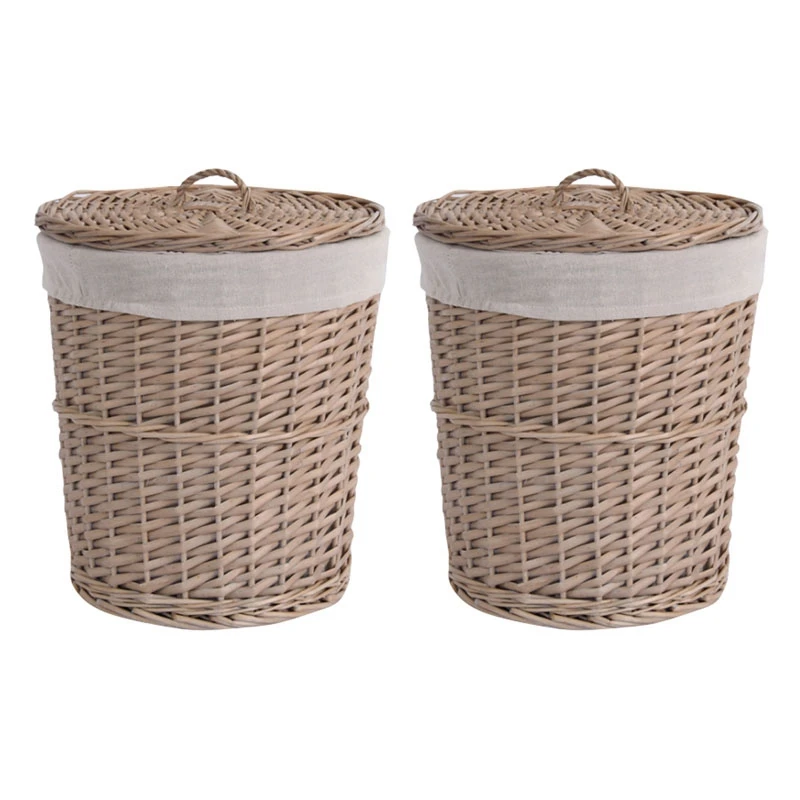 

2X Large Wicker Weave Storage Basket with Lid Dirty Clothes Toy Basket Laundry Basket Hand-Knitted Art