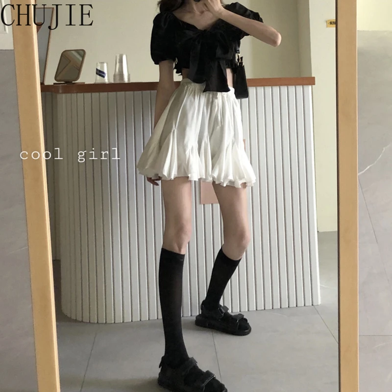 

Fashion Mini Skirts Women Solid Minimalist Empire Leisure Summer All-match Stylish Student Korean Style Elegant Streetwear Chic
