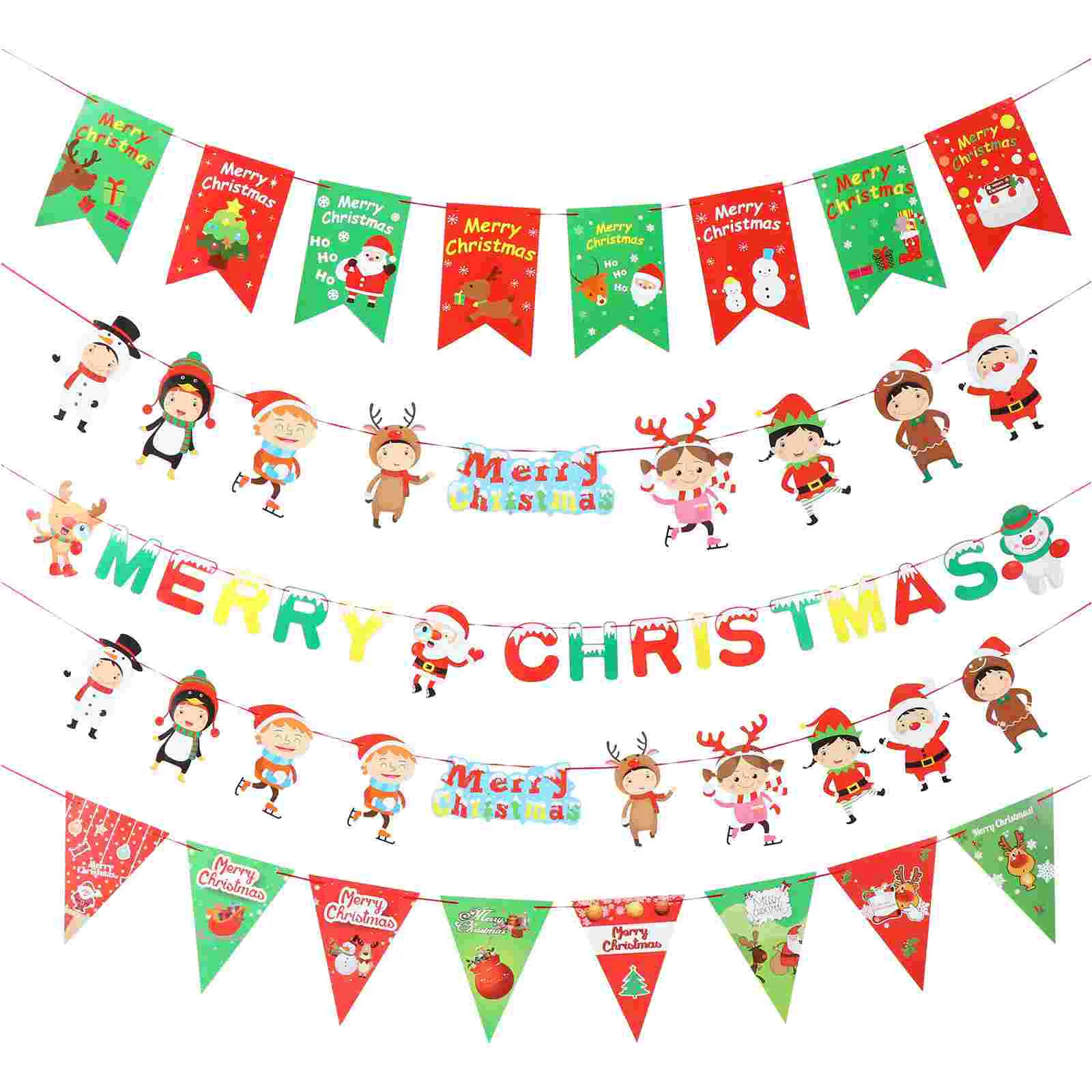 

5pcs Christmas Creative Cartoon Banner Theme Bunting Party Banner Party Bunting for Shop Mall Hotel