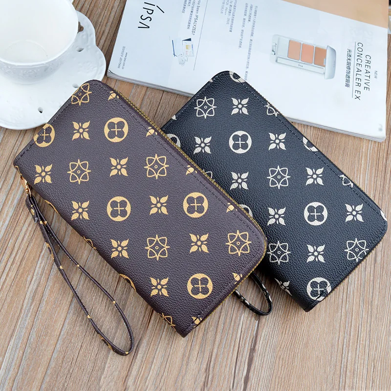 Women's Long  Wallet European and American Fashion Printing Large Capacity Handbag Double Layer Change Mobile Phone Bag