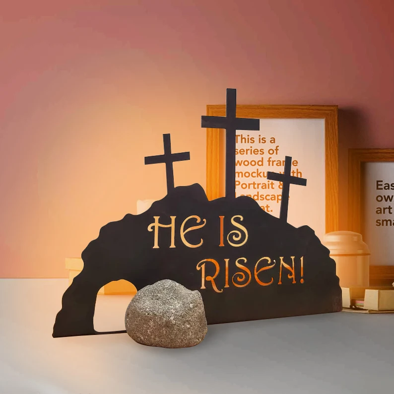 

Handcrafted Empty Tomb Easter Scene Ornament Gift Cross Figurines Decor He Is Risen Cross Empty Tomb Decoration Empty Tomb Decor