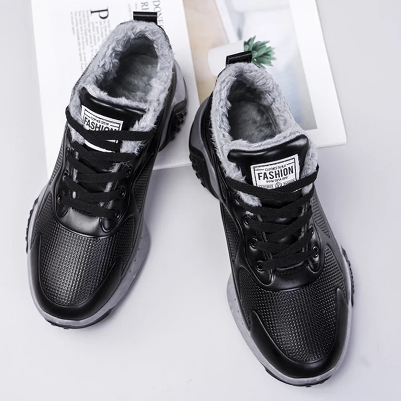 Casual Sports Shoes Men's 2022 Winter New Plus Velvet Thickened Warm Sports Shoes Fashion Low-top Non-slip Outdoor Walking Shoes