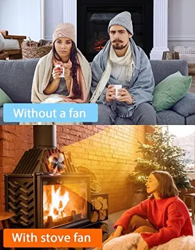 

Heat Powered Stove Fan, 4 Blades Wood Stove Fan, Fireplace Fan for Gas/Pellet/Wood Log Burner Fireplace