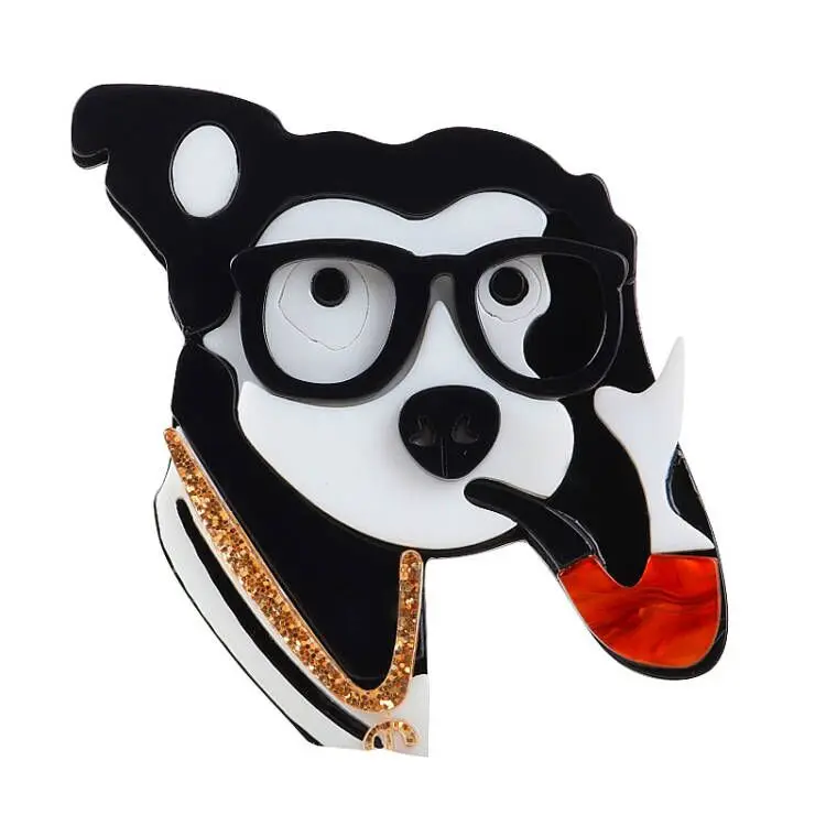 

FishSheep Cute Acrylic Tobacco Pipe Dog Brooch for Women Resin Wear Glesses Animal Casual Brooches Pin Clothing Accessories Gift