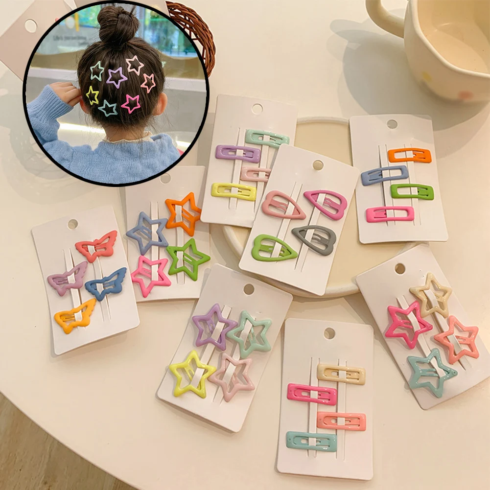 

6/3 PCS Cute Girls Star Hairpins Girls Snap Barrettes Candy Color BB Clips Fashion Hair Accessories Girl Headdress