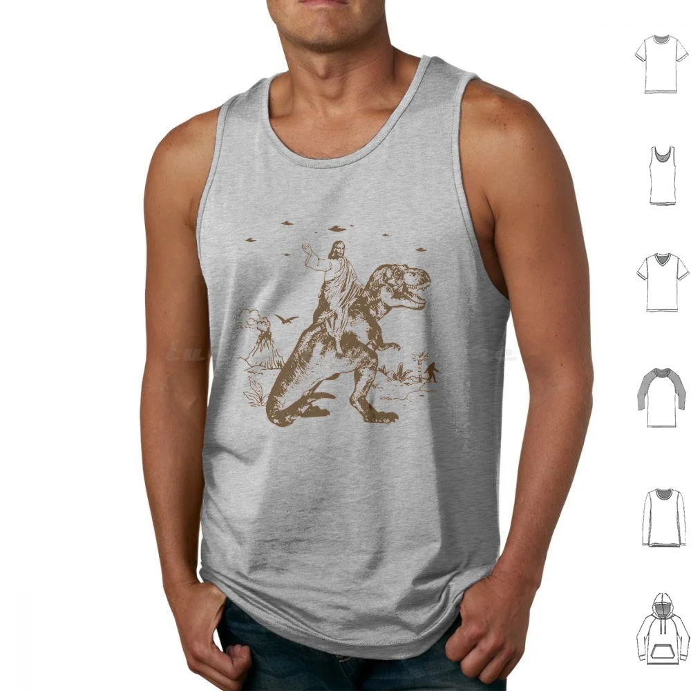 

Funnu Ufo Jesus Riding Dinosaur Tank Tops Vest Sleeveless Funnu Ufo Jesus Riding Dinosaur Ufo Jesus Jesus Riding Jesus Riding