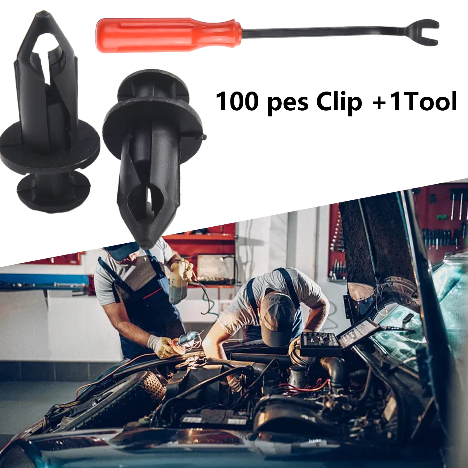 

100Pcs Fender Clamp Body Rivet Fastener+Nail Extractor Universal Push-type Plastic Clips Fits For 8mm /0.33" Hole Metal+Plastic