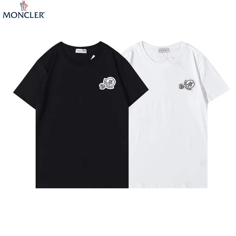 MONCLER унисекс хлопковая Футболка с круглым вырезом и надписью женские простые