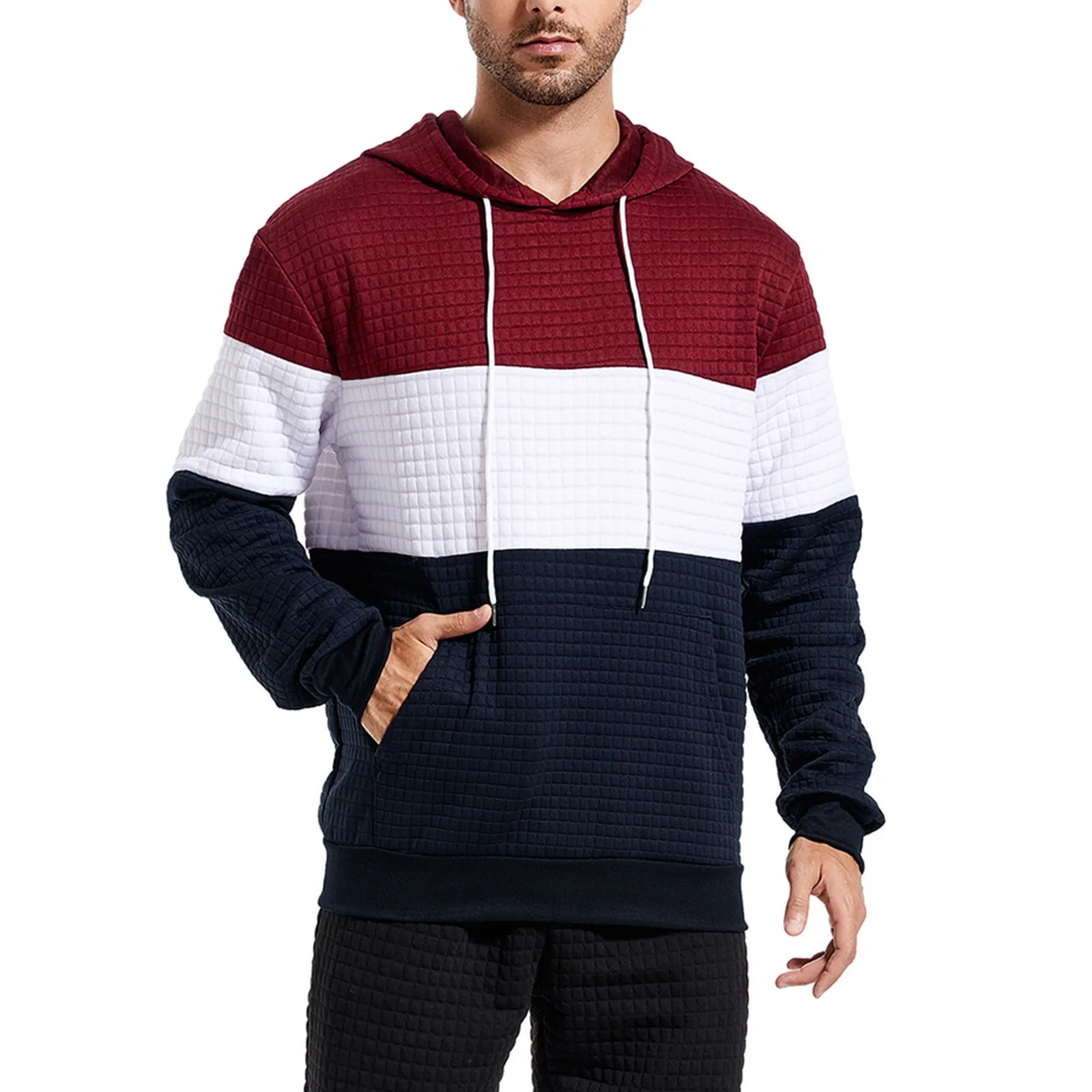 

Толстовки с кулиской в стиле пэчворк, мужская повседневная спортивная одежда, толстовки, корейский модный универсальный джемпер, модные классические толстовки в стиле Ins