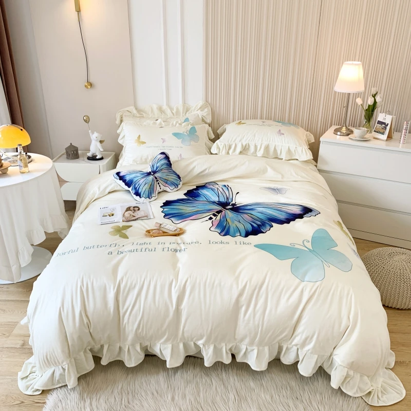 

Shaggy Velvet Fleece Princess Bedding Set Butterfly Duvet Cover Quilt Cover Bed Comforter Set Bed Linen Bedspread Pillowcases