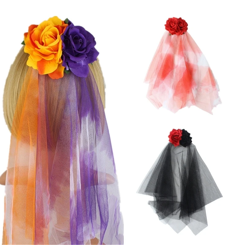 Свадебная пряжа в стиле панк головные уборы с цветком свадебная короткая