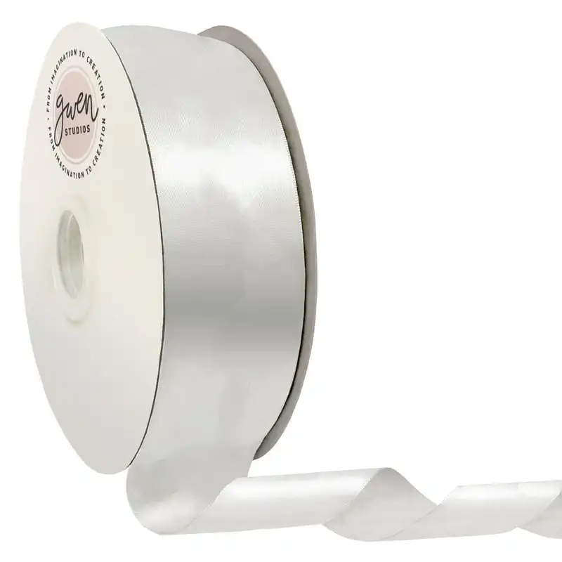 

White Double Faced Satin Ribbon for Wedding and Crafts, 2.5" x 50 Yards by