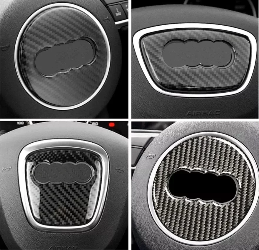 

Car Carbon Fiber Steering Wheel Logo Sticker Frame Cover For A1 A3 A4 A5 A6 A7 Q3 A6 C7 Q5 A8 Q7 B6 B7 Auto Accessories