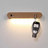 led motion sensor night light rechargeable usb wardrobe cabinet light magnetic door key holder bedroom bedside hanging wall lamp