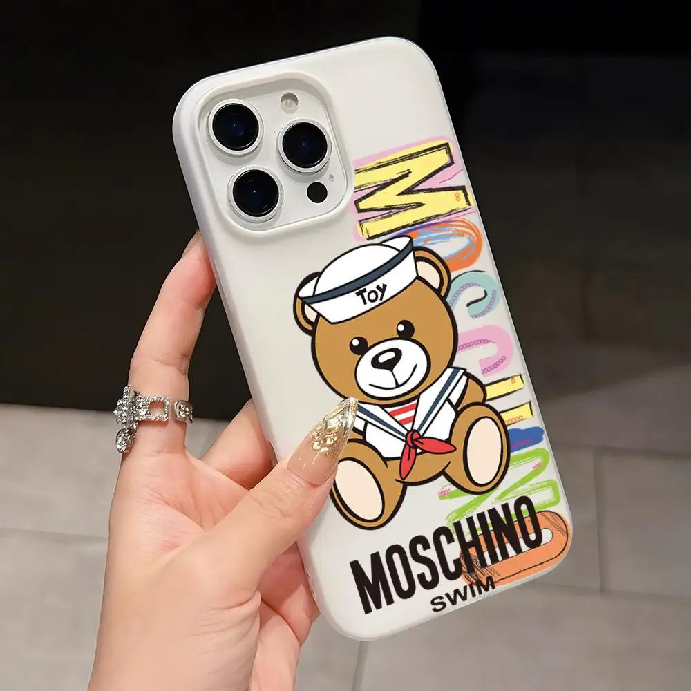 Фото Чехол для телефона M-Moschino Fashion LOGO для iPhone 17 Air 16 E 15 14 Plus 13 12 11 Pro Max 2, мягкий матовый, прозрачный, цвета конфет, желеобразный, 2-слойный №3