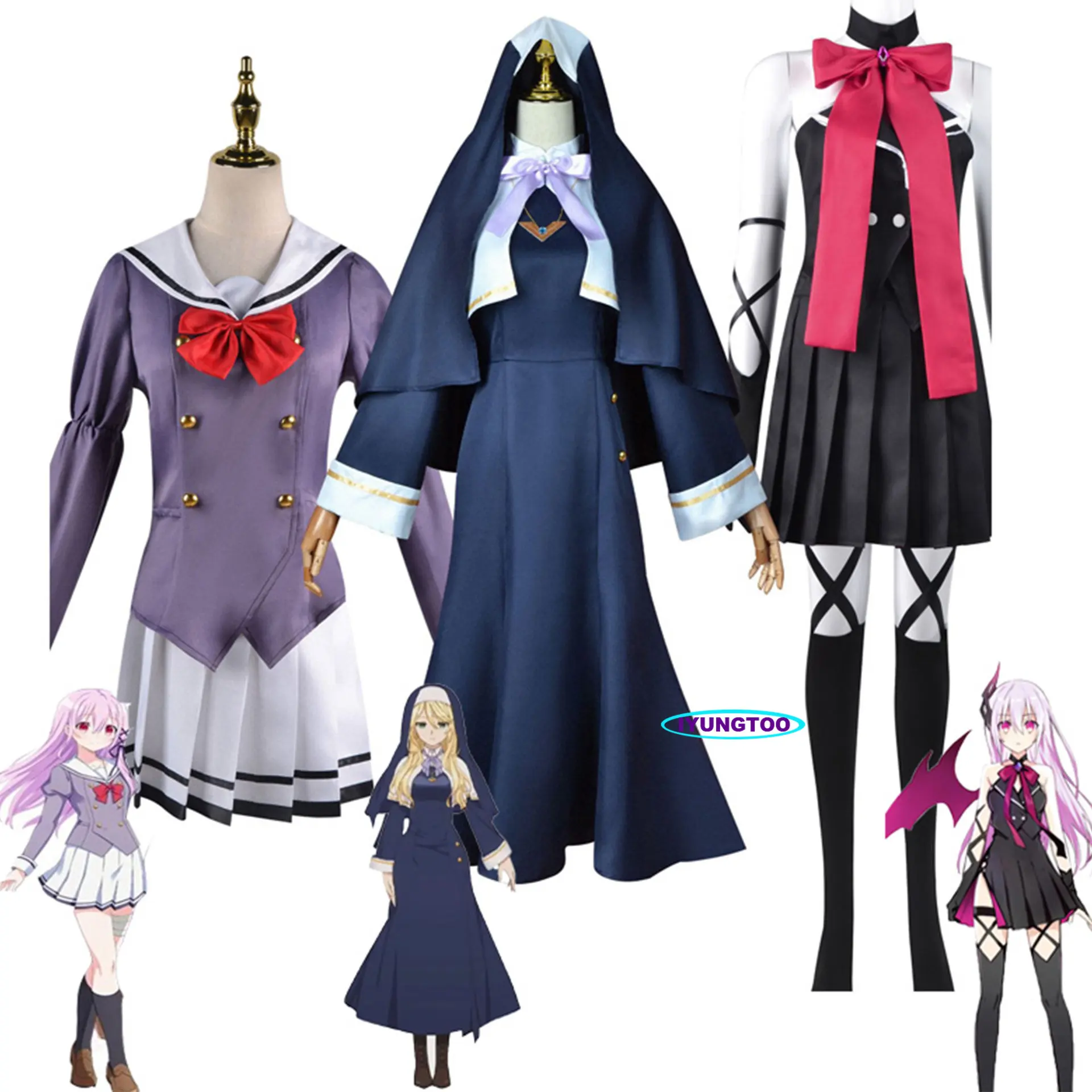 

Anime Engage Kiss Kisara Holygrail Sharon Cosplay Costume Dress Nun Uniform Skirt Suit Headwear Halloween Party Girls Women New