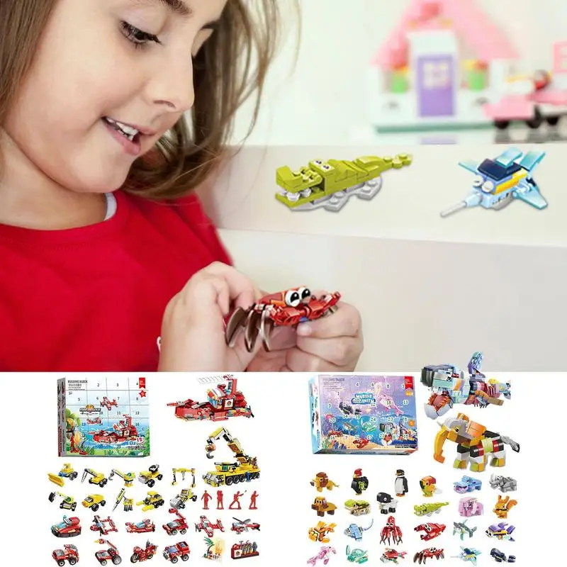 

Christmas Advent Calendar 24 Days Sea Animals Car Christmas Countdown Calendar 24 Days Animal Car Building Blocks Advent