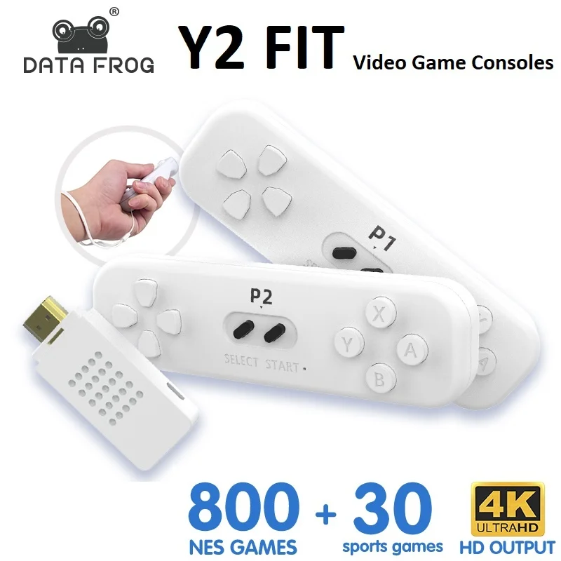 

DATA FROG Y2 Fit 2.4G Wireless Controller Retro Game Consoles 4k Classic Motion Sensing Video Games Built-in 800 NES Kids Gifts