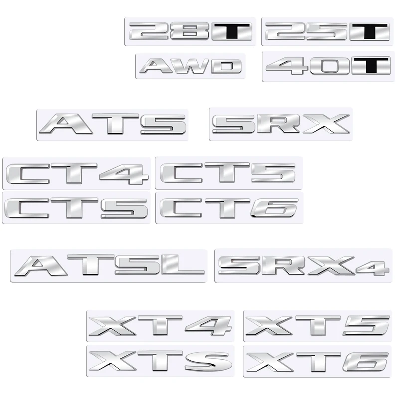 

Metal 3D Badge Car Rear Trunk Sticker Emblem For Cadillac AWD 25T 28T 40T XT4 XT5 XT6 CTS XTS ATS CT4 CT5 CT6 SRX SRX4 ATSL