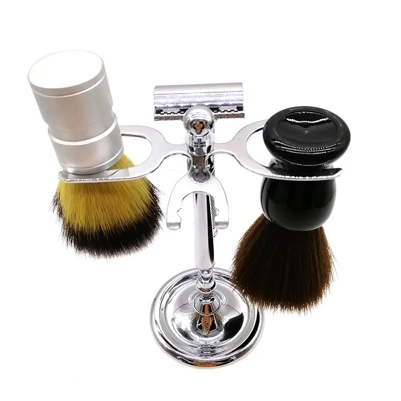 

Men's Facial Cleansing and Shaving Set, Bristle, Beard Brush, Shaver, Stainless Steel Hanging Rack, 4-piece Set, Wholesale By Ma