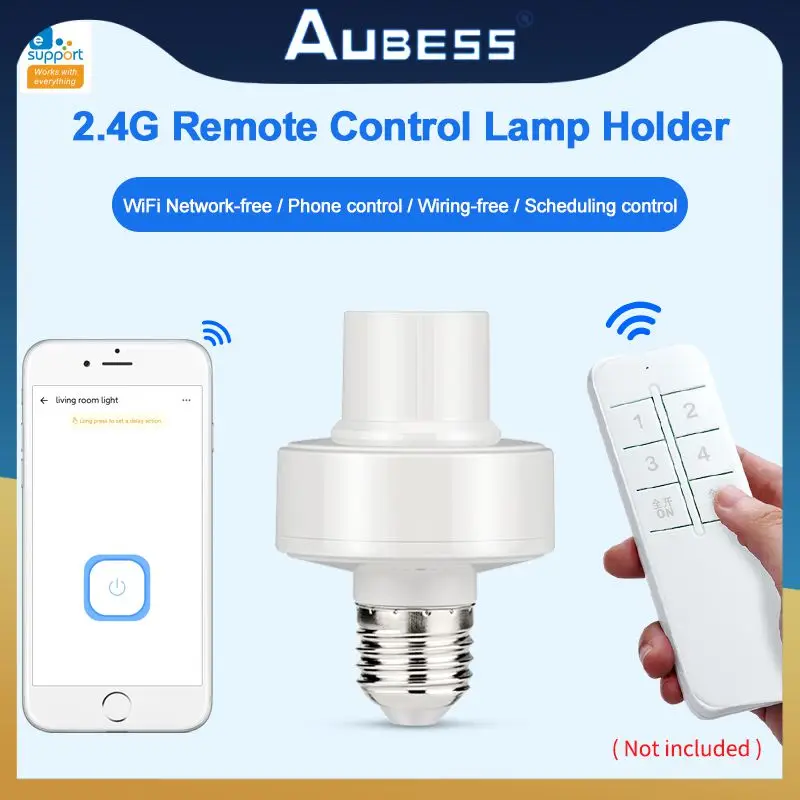 

White Protocol Led Lamp Holder Base Ewelink Light Bulb Holder App Control E27 Lamp Holder Basic 1pc Remote Control Pc