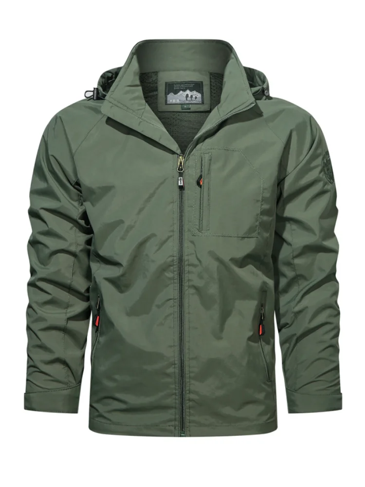 

Men's Softshell Jackets Outdoor Khaki Military Tactical Bomber Windbreaker Jackets Men Breathable Hooded Pilot Windproof Coats