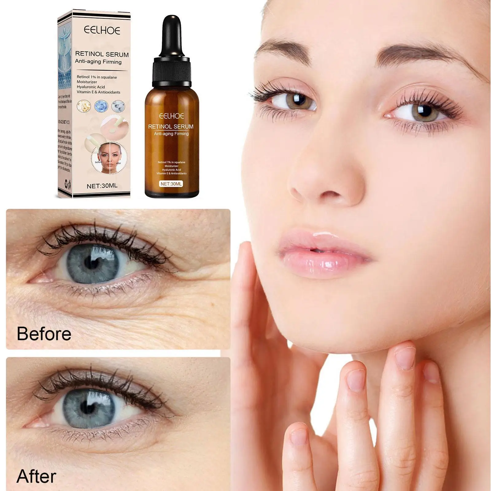 

30ml Retinol Anti Aging Firming Facial Serum Anti-wrinkle Fade Dry Lines Fine Lines Brighten Skin Face Care Moisturizing Essence