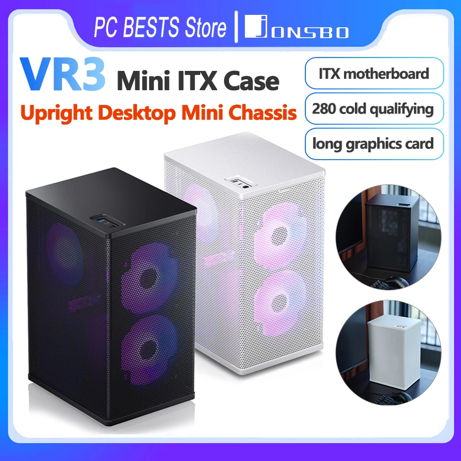 

JONSBO VR3 ITX mini Case desktop 240 280 water-cooled upright computer desktop chassis host 4 Hard Disk PCIE3.0 Adapter Cable