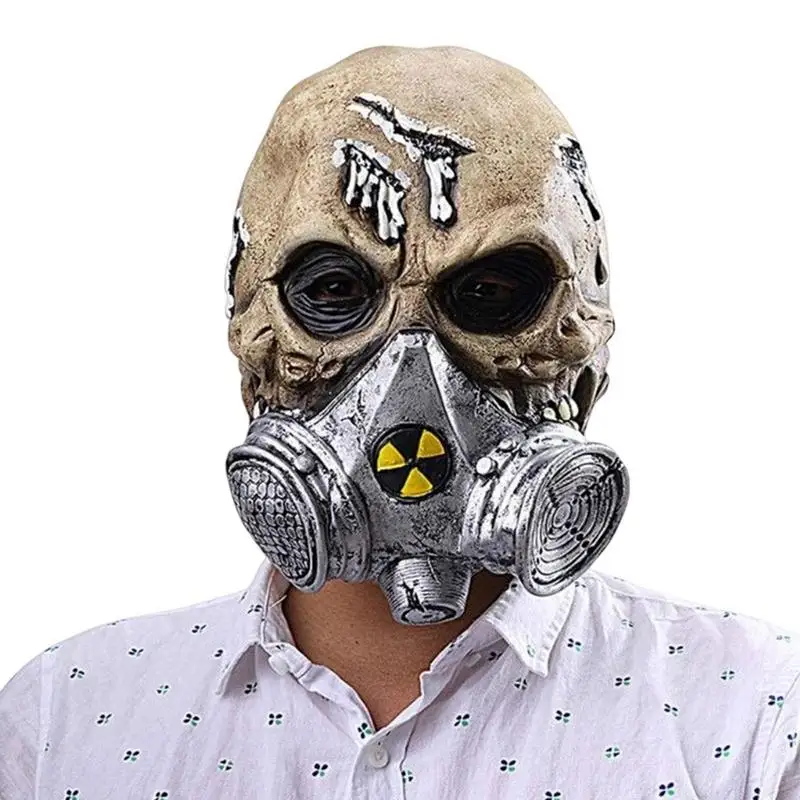 

Чехол с черепом на Хэллоуин для косплея, полноголовый противовирусный головной убор с черепом, страшный головной убор для взрослых, головной реалистичный латексный капюшон