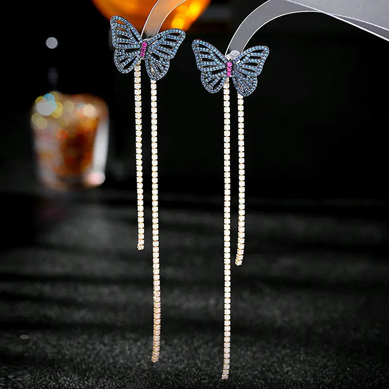 

Fashion Niche Luxury High-end Earrings for Women Butterfly Earrings Rear Hanging Detachable Long Tassel Earrings Wedding Jewelry