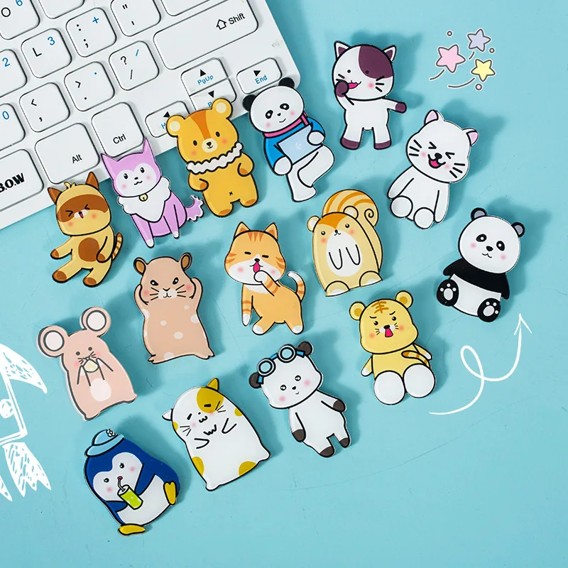 

1Pcs Cartoon Fox, Kitten, Tiger Enamel Brooch Fashion Anime Acrylic Badge Clothing Bag Custom Lapel Pin Kids Jewelry Gift
