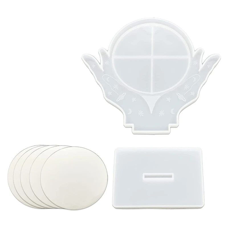 

Makeup Mirror Resin Mould Set, Crystal Hand Resin Table Top Cosmetic Mirror With Bracket, For DIY Table Top Mirror