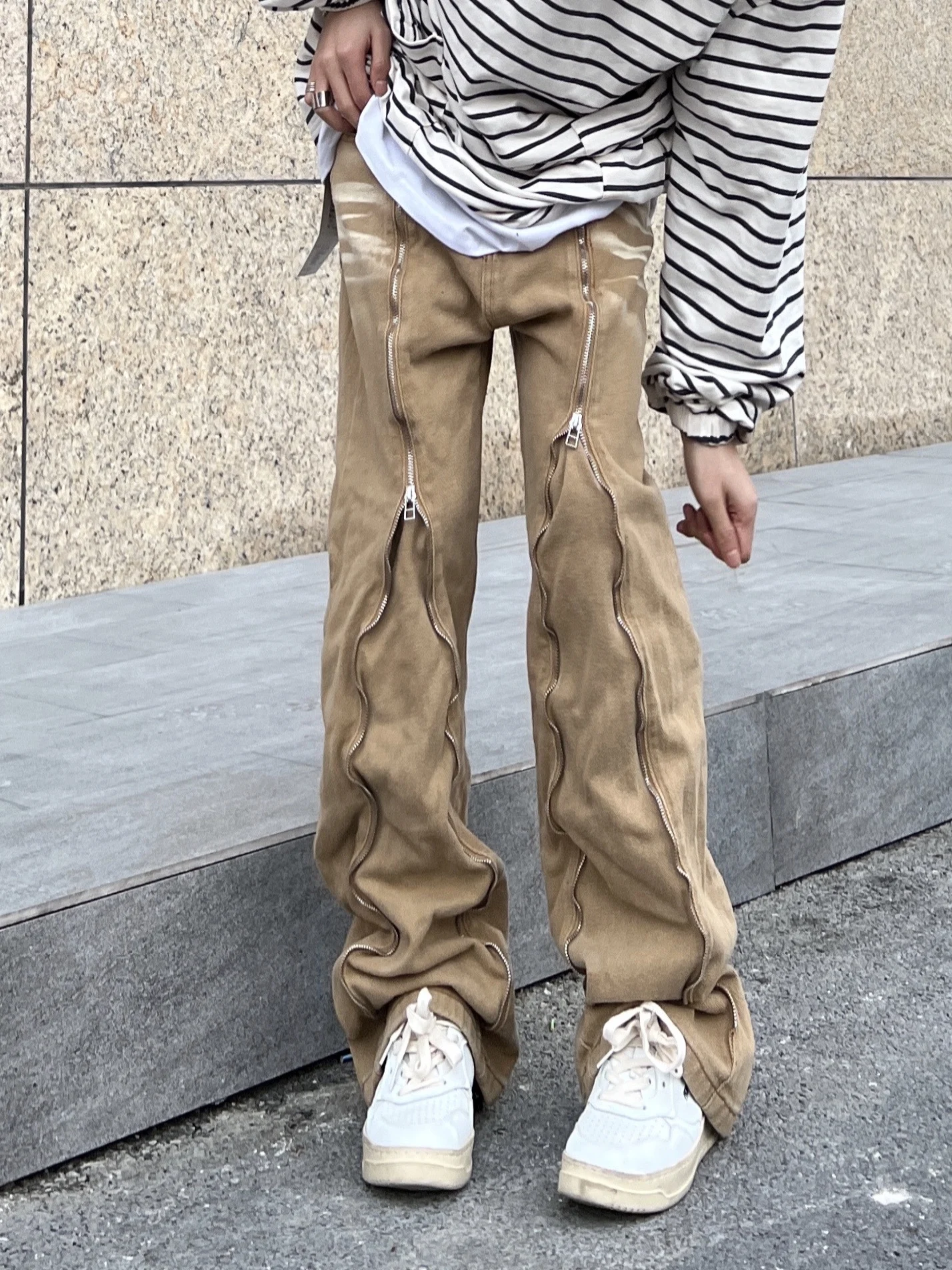 Men's Jeans Retro Zipper Design Multi-pocket Straight Loose Y2k Pants Loose Jeans Jeans Men Luxury Korea Fashion Street Clothes