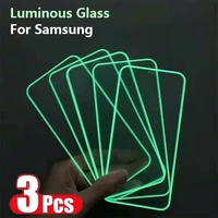 3pcs luminous tempered glass for samsung galaxy a51 a50 a70 a71 a30 a20 a10 glowing screen protector for samsung a52 a72 glass