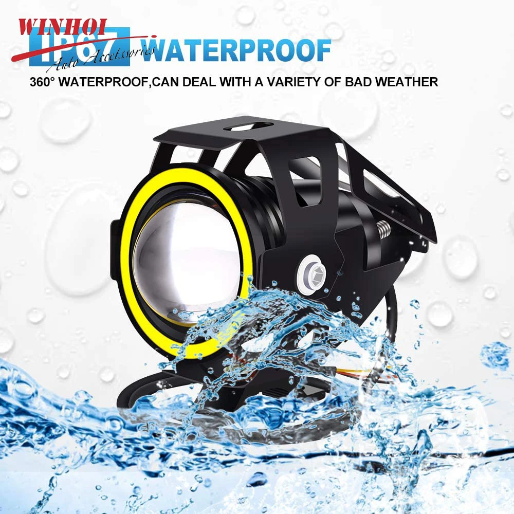 Светодиодный ная мотоциклетная фара с абагельными глазами 125 Вт дополнительные