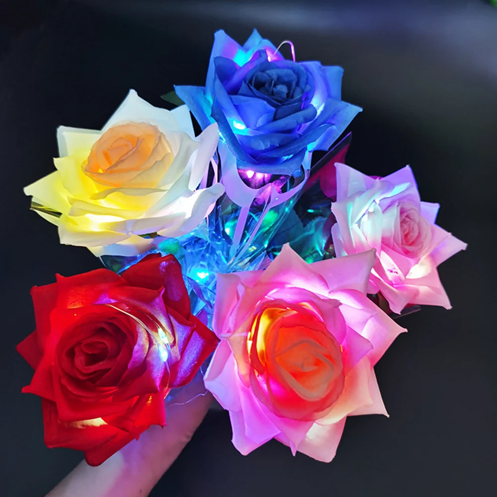 

Simulation Luminous Rose Artificial Flowers Fake Roses Valentine's Day Romantic Gifts Decoration Bouquet Festival Supplies