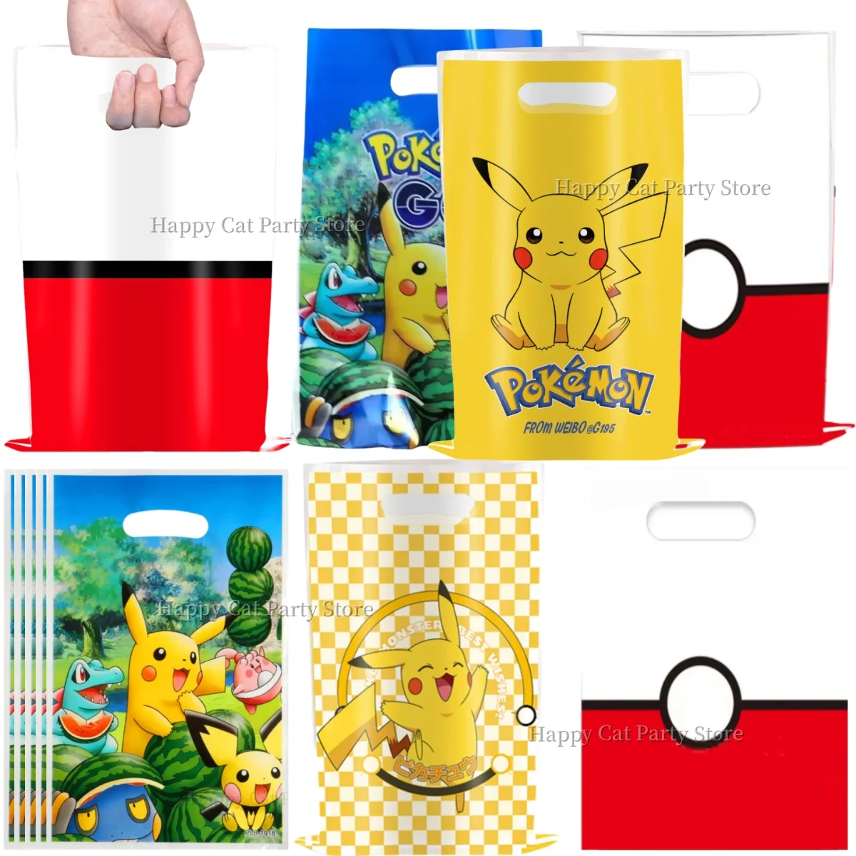Фото Pikachu День рождения подарочный пакет Pokemon фигуры Покемоны подарочный пакет Pikachu Candy Bag упаковывает раздача для вечеринки для вечеринки гостевые подарки Pokemon №1