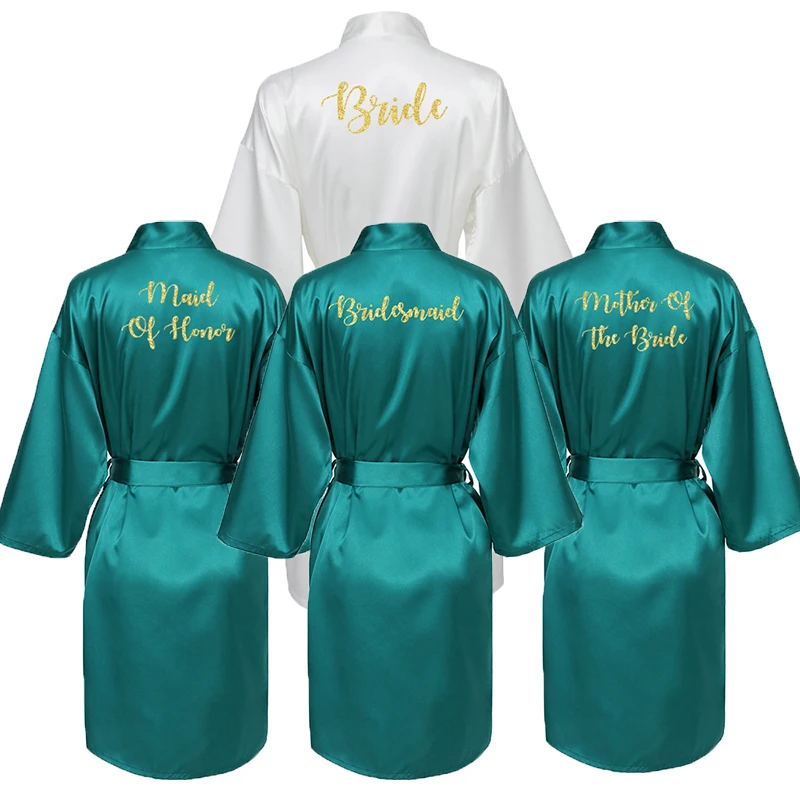 bridesmaid robe Green Satin Silk Bride Robes Wedding Robes Bridesmaid Bride Dressing Gown  Bridesmaid Robes Bridal Robes