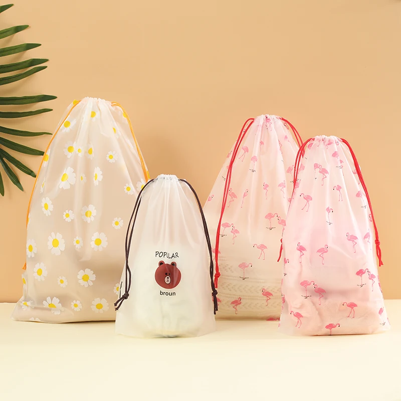 

50pcs/set Cute Drawstring Bag Travel Portable Shoes Clothes Underwear Towel Waterproof Storage Bag Skincare Cosmetic Organize