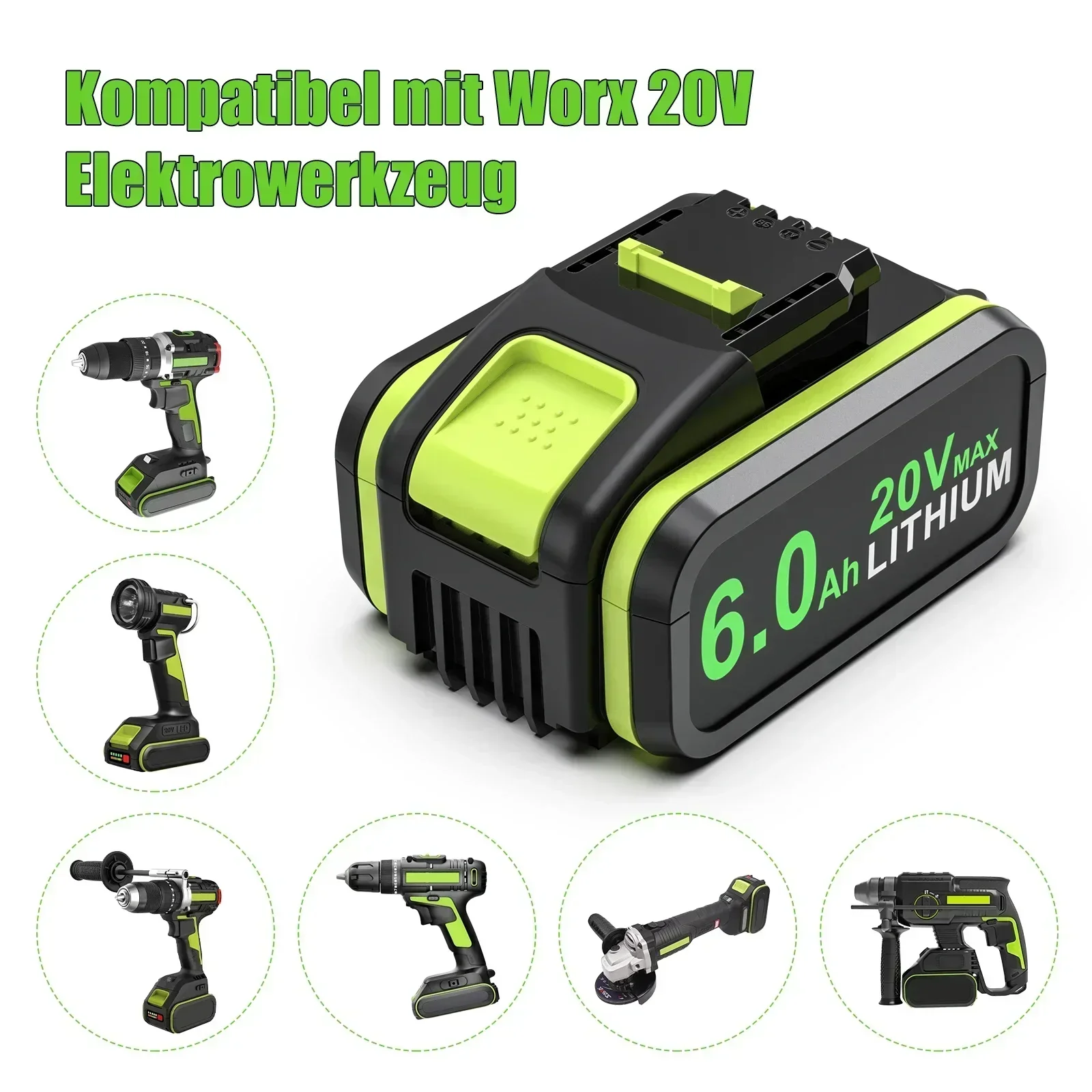 Аккумулятор 20 В/6 0 Ач для Worx WA3553 аккумулятор запасные аккумуляторы беспроводных