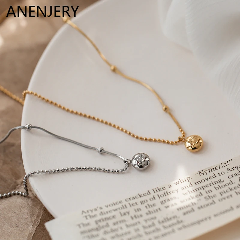 

Женское колье на удачу ANENJERY, из нержавеющей стали 316L, ожерелье до ключиц, гипоаллергенное ожерелье из титановой стали